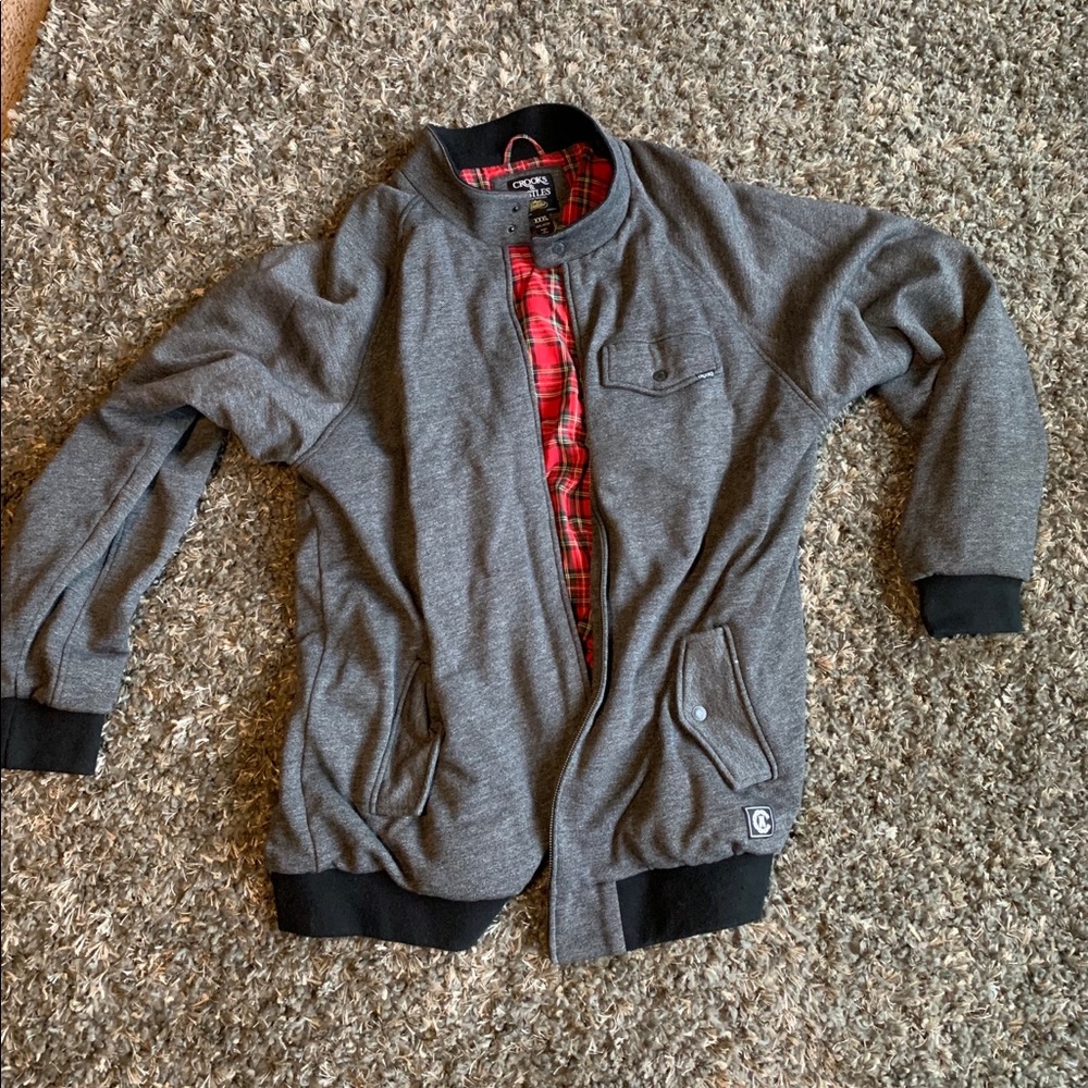Crooks and castles Jacket - Grey with red flannel